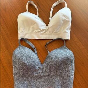 Athleta Large Tan and Gray Bralette Set D-DD